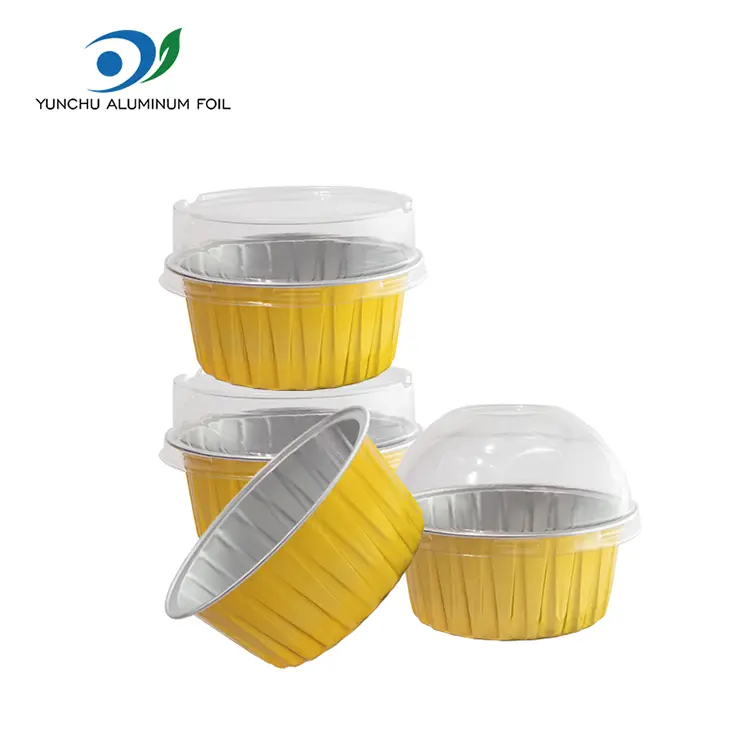 Yuvarlak Pişmiş Pastalar Pürüzsüz Duvar Alüminyum Folyo Kaplar