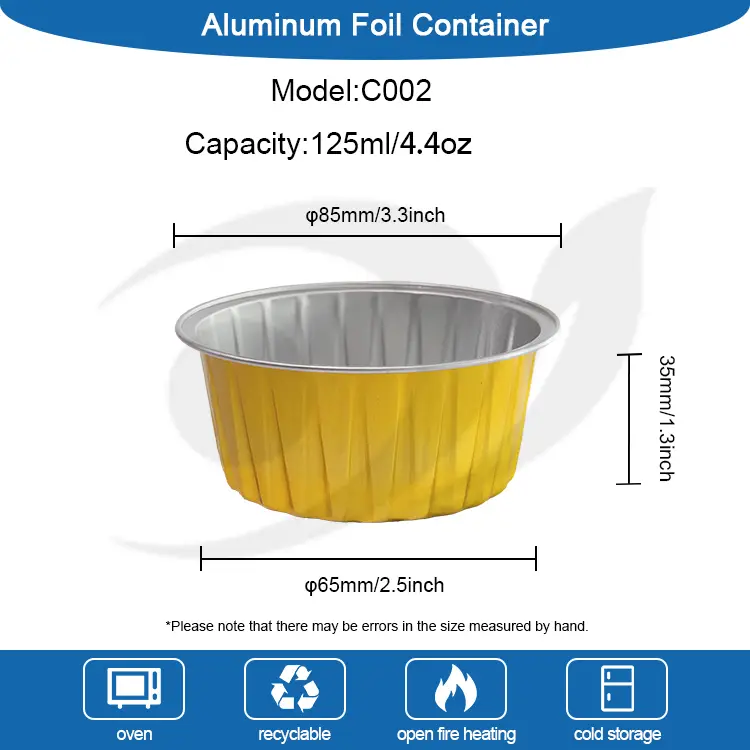 Yuvarlak Pişmiş Pastalar Pürüzsüz Duvar Alüminyum Folyo Kaplar