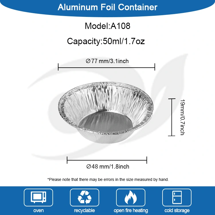 Atıştırmalıklar için Yuvarlak Yumurta Tart Gümüş Alüminyum Folyo Konteyner
