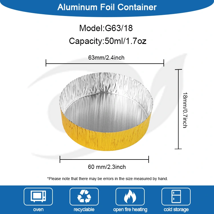 Yuvarlak küçük pişirme Gümüş Alüminyum Folyo Gıda Kabı