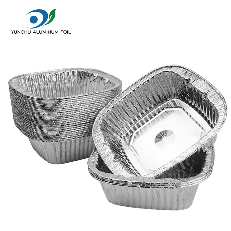 Kare Gümüş Takeaway Paket Alüminyum Folyo Konteyneri