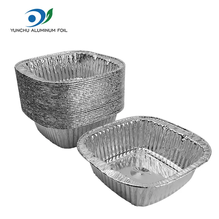 Kare Gümüş Takeaway Paket Alüminyum Folyo Konteyneri