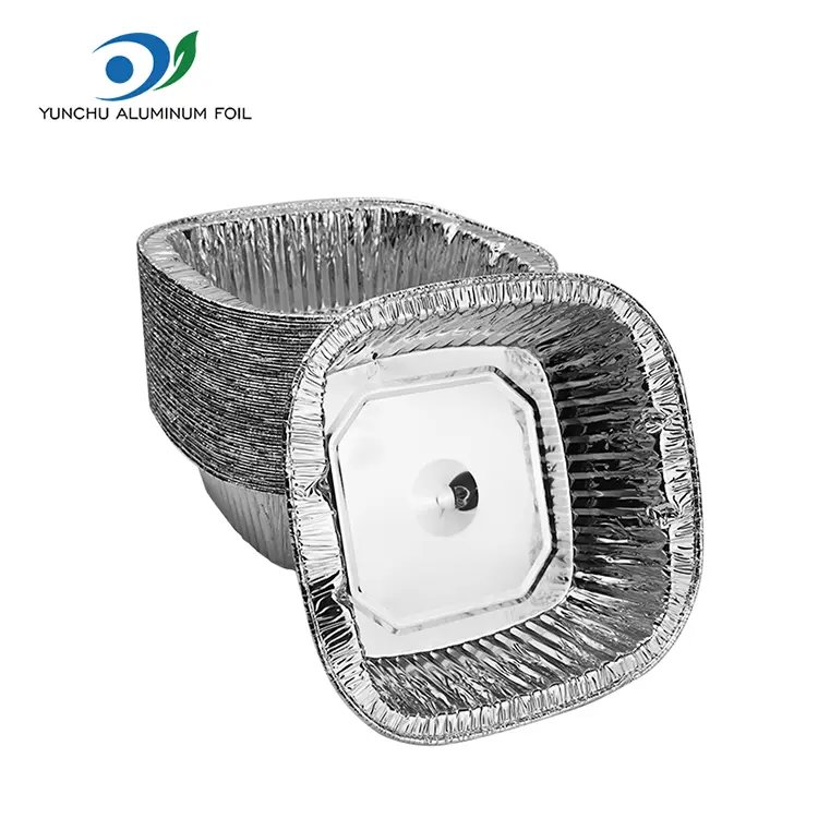 Kare Gümüş Takeaway Paket Alüminyum Folyo Konteyneri