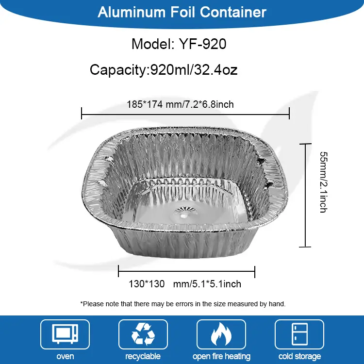 Kare Gümüş Takeaway Paket Alüminyum Folyo Konteyneri