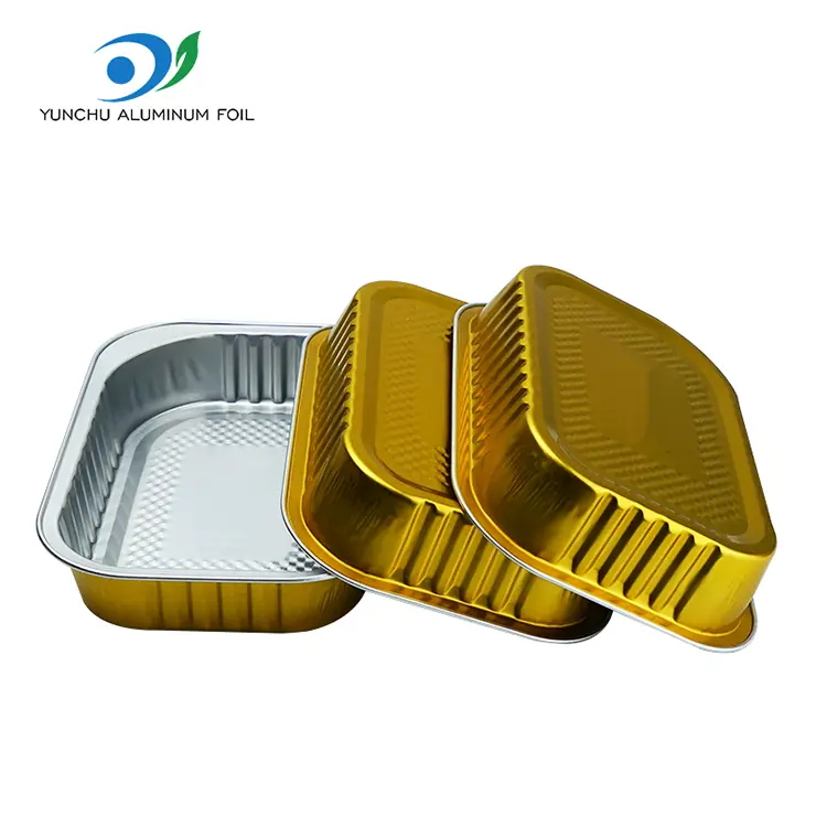 Kare Paket Servis Yemek Altın Alüminyum Folyo Kaplar
