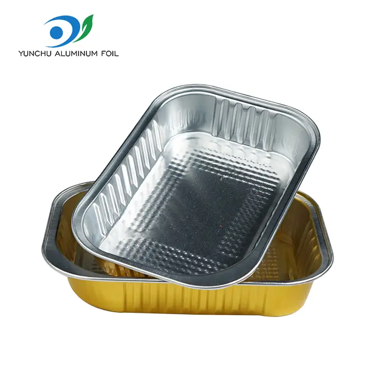 Kare Paket Servis Yemek Altın Alüminyum Folyo Kaplar