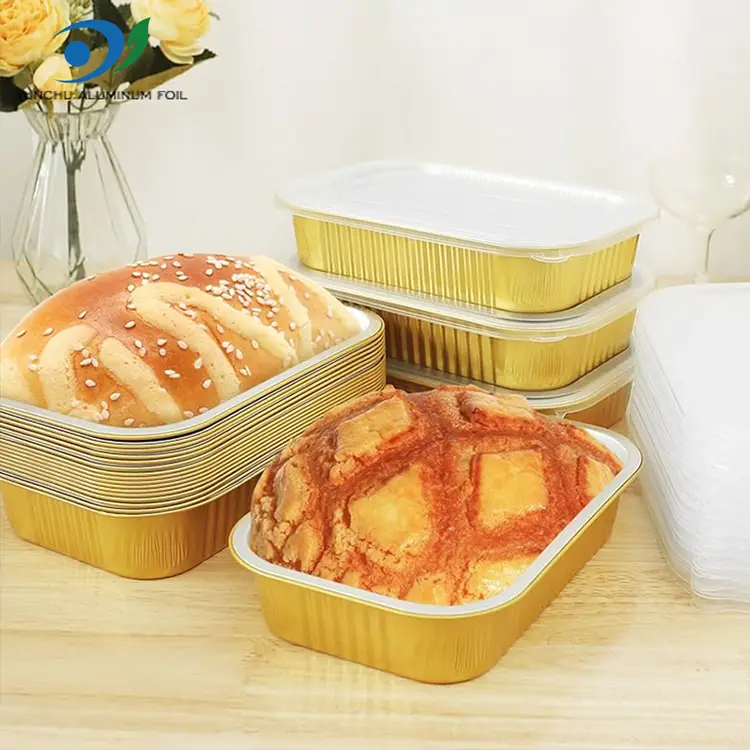 Kare Paket Servis Yemek Altın Alüminyum Folyo Kaplar