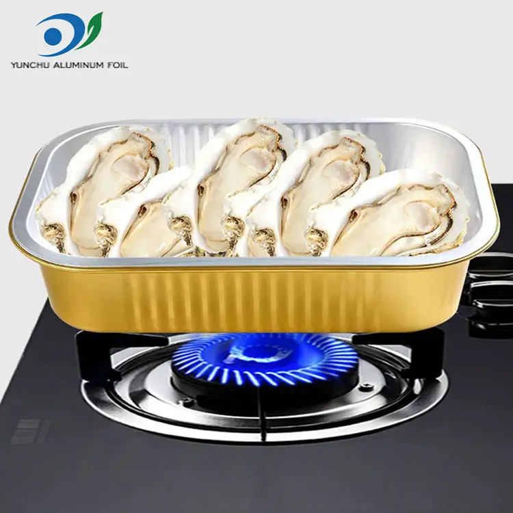 Kare Paket Servis Yemek Altın Alüminyum Folyo Kaplar