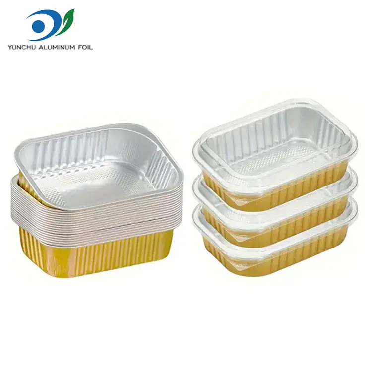 Kare Paket Servis Yemek Altın Alüminyum Folyo Kaplar