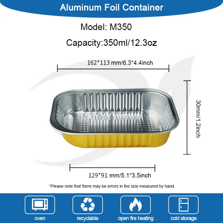 Kare Paket Servis Yemek Altın Alüminyum Folyo Kaplar